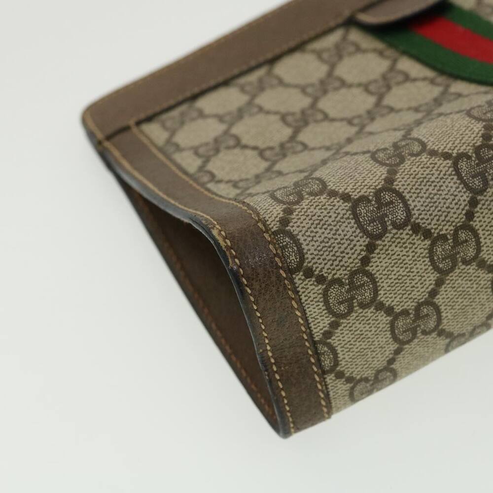 GUCCI GG Canvas Web Sherry Line Clutch Bag Beige Red Green - Picture 7 of 16